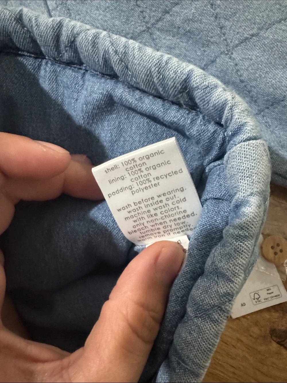 Kids Quilted Light Blue Jean Jacket with Front Pockets